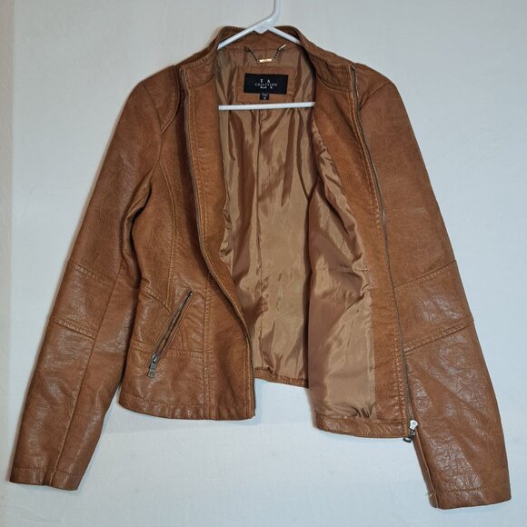 LA Coalition Brown faux leather jacket‎ womens size Medium - Picture 2 of 10